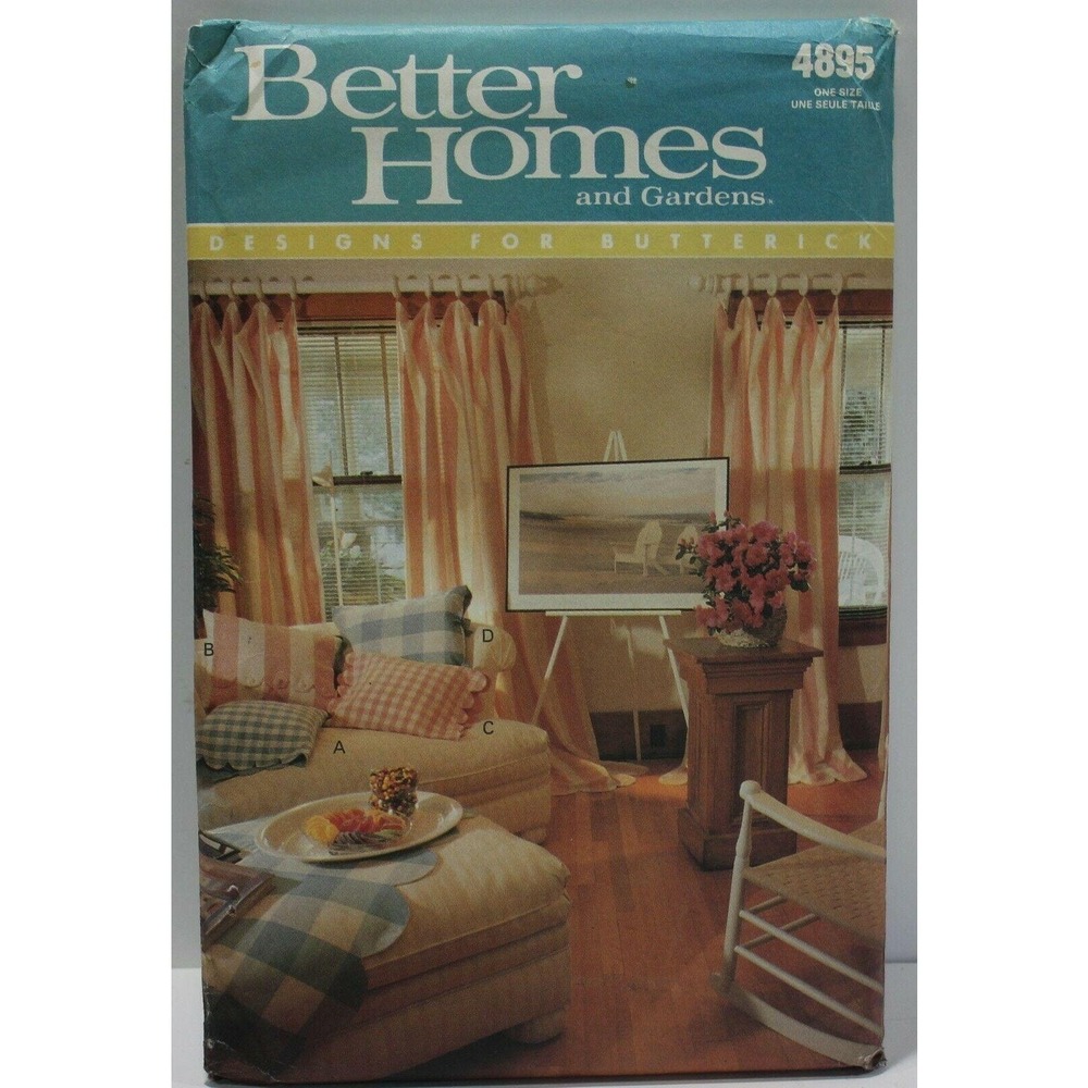 Butterick Sewing Pattern 4895 Unisex One Size Home Decor Pillows Curtains Uncut